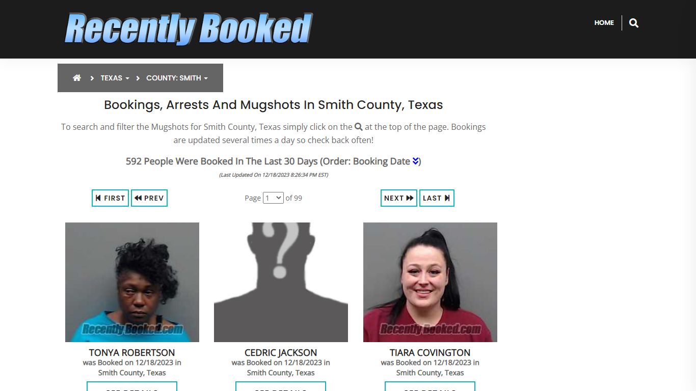 Recent bookings, Arrests, Mugshots in Smith County, Texas - Recently Booked